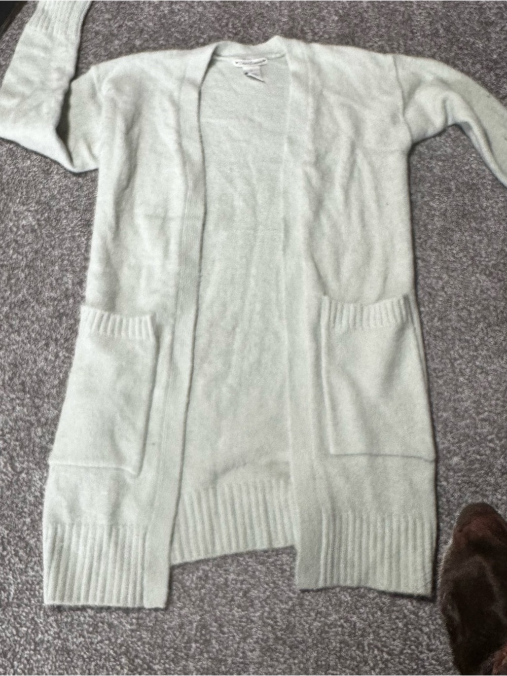 Light Mint Open-Front Long Cardigan Sweater